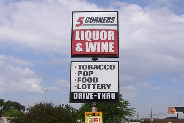 Convenience Stores  5 Corners Pole Sign